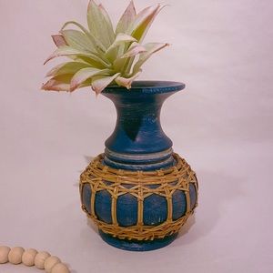 Wood Vase- Bamboo Wicker Weaving